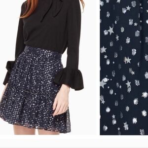 Kate Spade Navy Blue With Metallic Silver Stars Skirt Size 6 Nwt